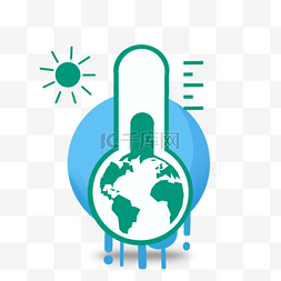 变暖气候图片_卡通创意温度计地球