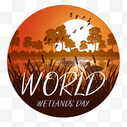 河滩素材图片_world wetlands day候鸟湿地剪影