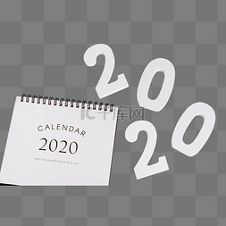 日历文艺图片_2020白色数字台历文艺风格海报