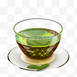 美丽心动绿茶玻璃杯元素设计