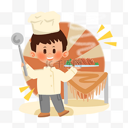餐卡通厨师图片_卡通年代感厨师PNG素材