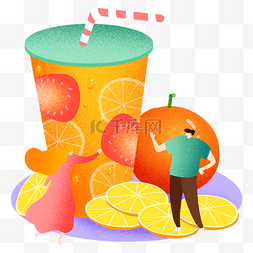 夏季鲜榨果汁插画