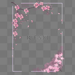 随风飘落图片_红色樱花方形边框