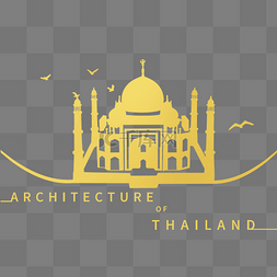 泰式字体图片_黄色泰式线性建筑
