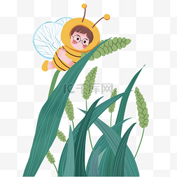 麦穗创意图片_卡通小蜜蜂