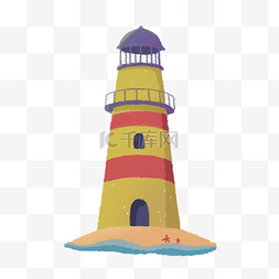 夏日海滩上的灯塔
