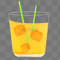 一杯加冰橙汁