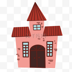 建筑图片_建筑城堡红色瓦房插画