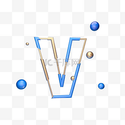 蓝色立体字母d图片_立体漂浮球装饰C4D字母