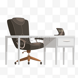 转椅素材图片_白色办公桌卡通插画