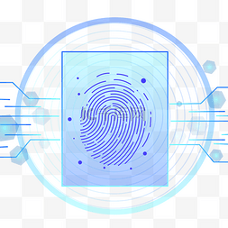 渐变智能图片_渐变蓝科技指纹元素