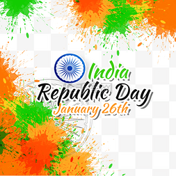 绿色效果素材图片_橙色和绿色喷溅效果印度共和国日