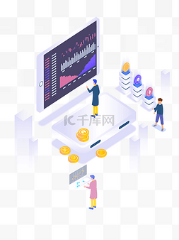 比特币期货图片_2.5D金融股市期货商务PNG增长扁平