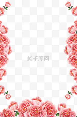 红色花朵花朵装饰图片_国色牡丹富贵花朵边框装饰花环
