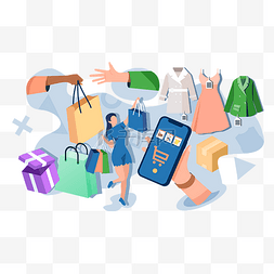 手机样机和app图标图片_矢量扁平手机消费购物促销