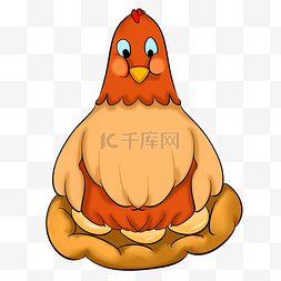 动物的蛋图片_孵蛋抱窝的母鸡插画