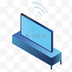 桌子质感图片_蓝色创意立体电视元素