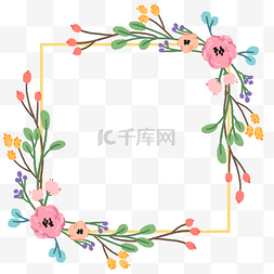 婚礼粉色花环图片_正方形的花环边框