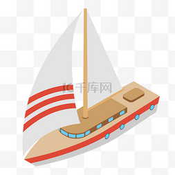 卡通彩色的航运帆船