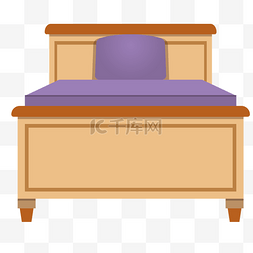 单人床床卡通图片_卡通单人床家具插图