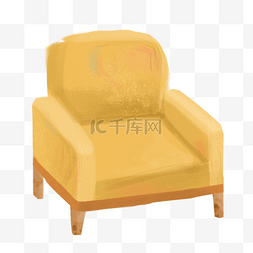 家居沙发黄色图片_手绘卡通黄色的沙发免扣元素