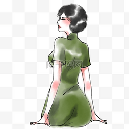 民国绿旗袍美女