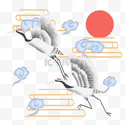 国画底纹图片_中国古典鹤仙鹤云纹