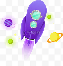 紫色宇宙科技图片_飞向宇宙的火箭