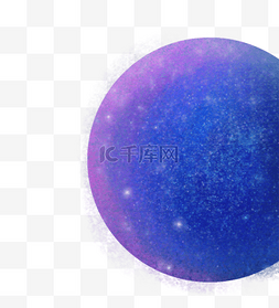 手绘卡通蓝紫色星球免扣元素