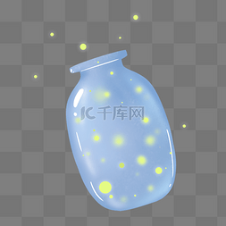 淡蓝色可爱小清新夏季萤火虫瓶子