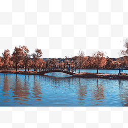 江南建筑图片_坐落水上的木质小拱桥