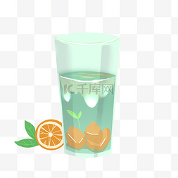 卡通橙汁手绘图片_夏天果汁橙汁冰块冷饮饮料免抠素