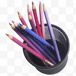 彩铅笔筒图片_紫色系彩铅文具笔筒