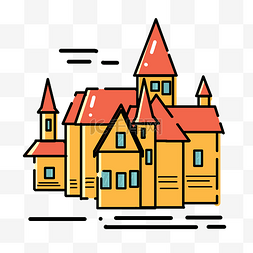 红色房屋建筑图片_房屋建筑卡通城堡