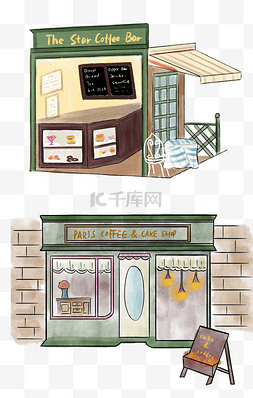咖啡厅餐厅图片_水彩咖啡厅餐厅