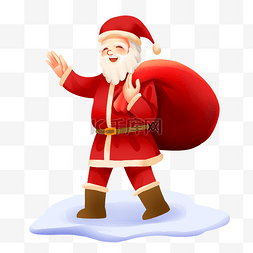 雪地圣诞节图片_背大红袋子的圣诞老人