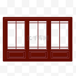 国潮木门窗图片_红色中式窗户