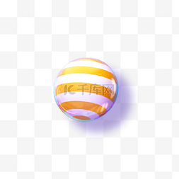 球条纹图片_黄色条纹的圆形立体球免扣图