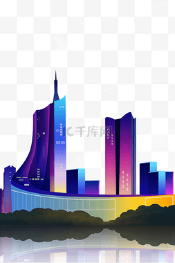 夜空楼房建筑物炫彩