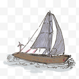 手绘中国风帆船水墨风