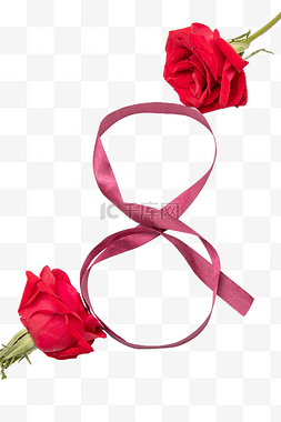 红色玫瑰花和丝带
