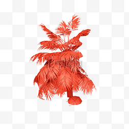 红色热带植物树叶元素