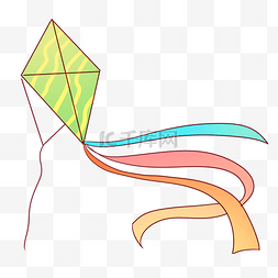 彩色菱形元素图片_绿色的菱形风筝插画