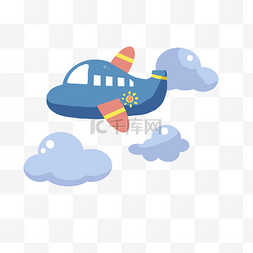 旅游蓝色卡通手绘飞机