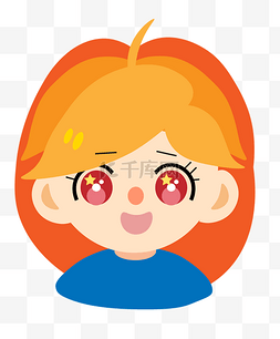 卡通可爱风橙发女孩头像免抠png
