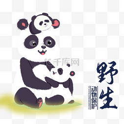 创意卡通野生动物保护可爱大熊猫
