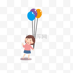 卡通拿着气球的小孩