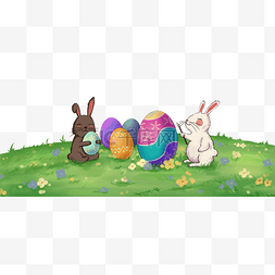 彩蛋画图片_复活节画彩蛋的兔子