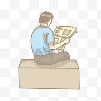 看报纸玩手机个人vip和企业vip免费下载免抠元素树下看报的女孩个人