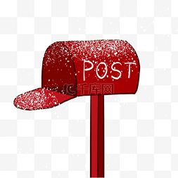 post图片_扁平手绘邮箱造型红色的文字POST